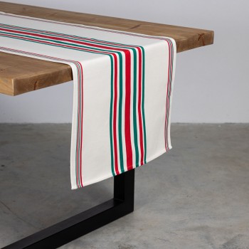 Chemin de table, jeté de table Mante Rouge/Vert, coton bio 2