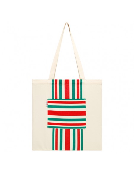 Sac tote bask Mante rouge/vert, coton bio