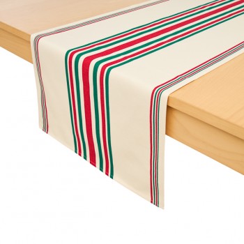 Chemin de table, jeté de table Mante Rouge/Vert, coton bio