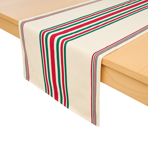 Chemin de table, jeté de table Mante Rouge/Vert, coton bio