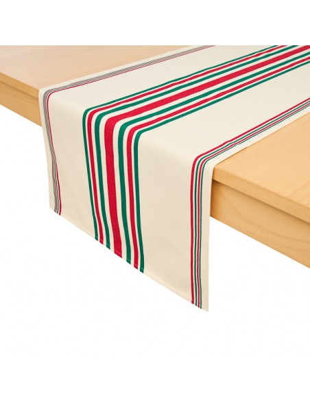 Chemin de table, jeté de table Mante Rouge/Vert, coton bio