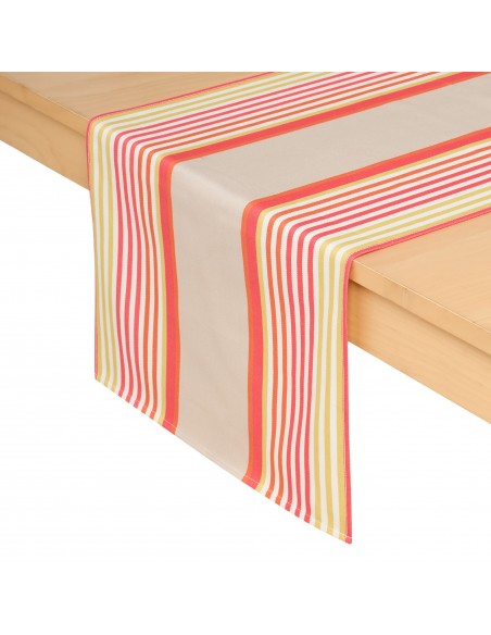 Cotton table runner Iluna Corail
