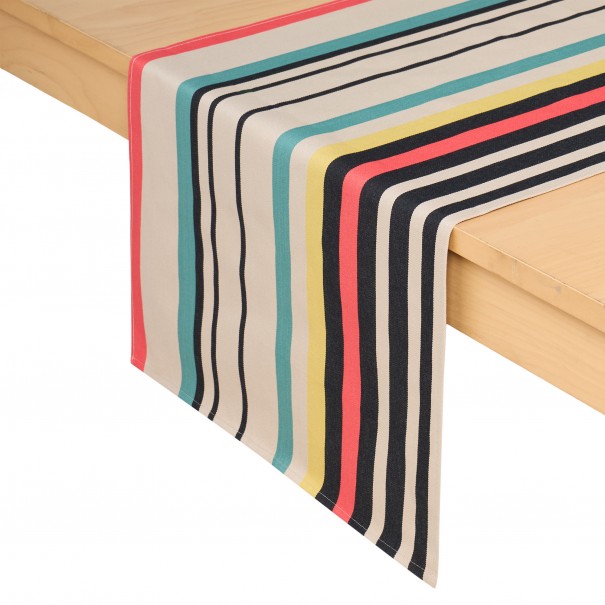 Cotton table runner Olatz Noir